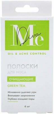 Полоски для носа Mediva Oil&Acne control очищающие с зелёным чаем 6 шт.