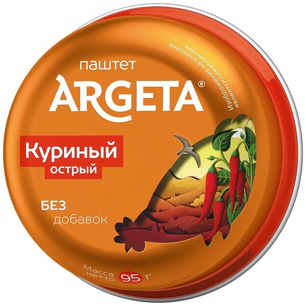 Паштет Аргета куриный острый ж/б, 95 г 