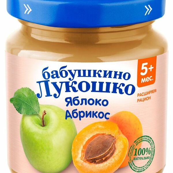 Пюре фруктовое Бабушкино Лукошко яблоко, абрикос, 100 г