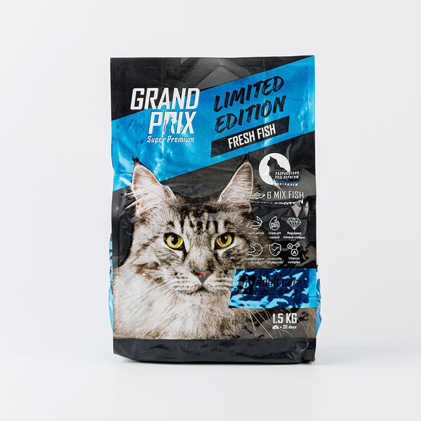 Корм сухой для взрослых кошек всех пород 6 видов рыбы, 1,5 кг