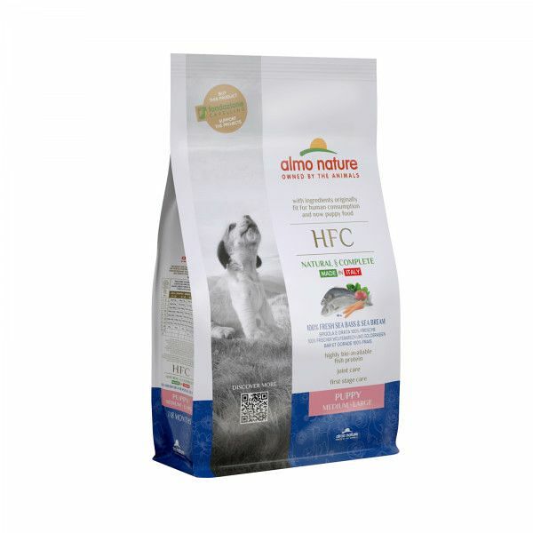 Сухой корм Almo Nature для щенков средних и крупных пород со свежей морской рыбой Окунь и Лещ