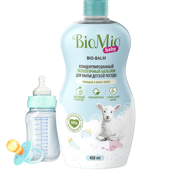 Гель Biomio Baby для мытья посуды Ромашка Иланг-Иланг