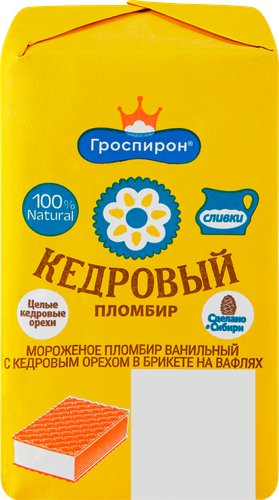 

Мороженое Гроспирон Кедровый пломбир с кедровым орехом, брикет, 90 г
