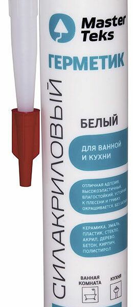 Герметик силакриловый MasterTeks для ванных комнат и кухни белый