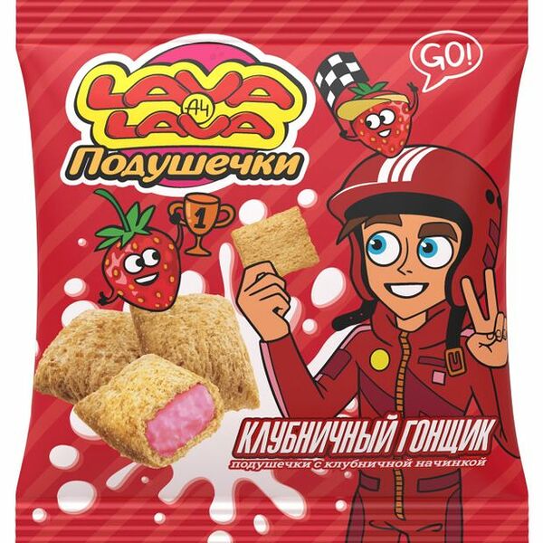 Подушечки Lava Lava хрустящие с начинкой со вкусом клубники