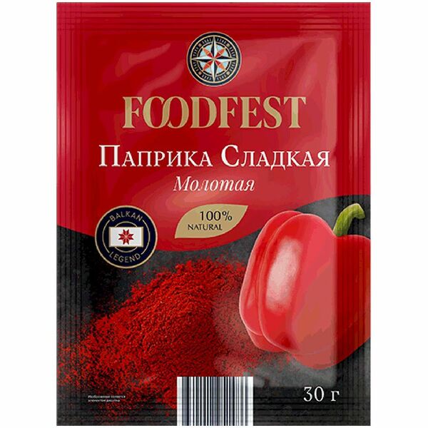 Паприка Foodfest красная сладкая молотая 30г