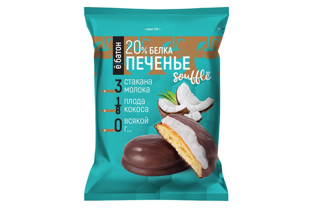 

Протеиновое печенье Ё батон 20% белка кокоса, глазированное 40 г