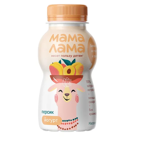 Йогурт питьевой Мама Лама с персиком 2.5%  200г