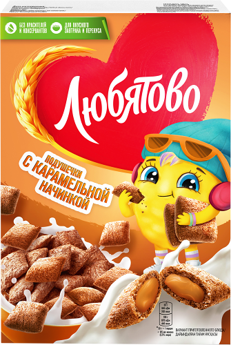 Готовый завтрак Любятово Подушечки с карамельной начинкой 220г