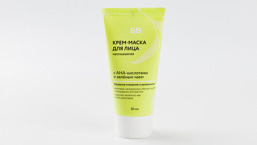 Крем-маска ВкусВилл несмываемая для лица с Aha – кислотами и зеленым чаем 50мл