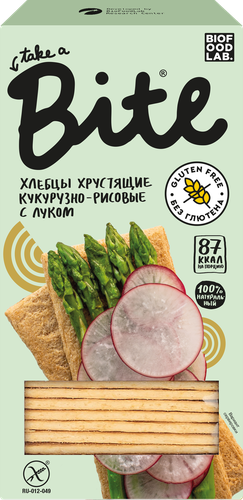 

Хлебцы кукурузно-рисовые Take a Bite хрустящие с луком 150 г