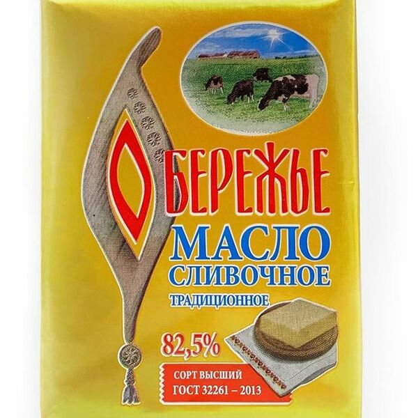 Масло сливочное Обережье Традиционное 82,5% БЗМЖ 200 г
