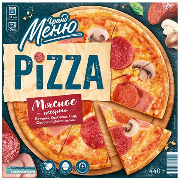 Пицца Гранд Меню мясная замороженная 440 г