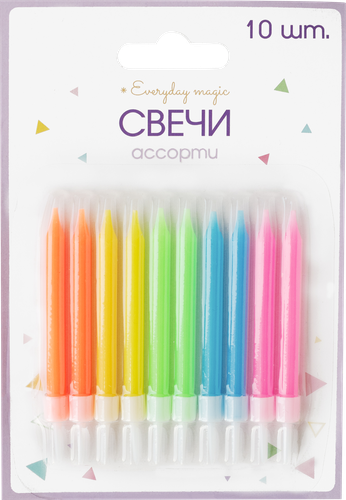 

Свечи праздничные Пакетико Party микс цветов 10 шт 6.5 см