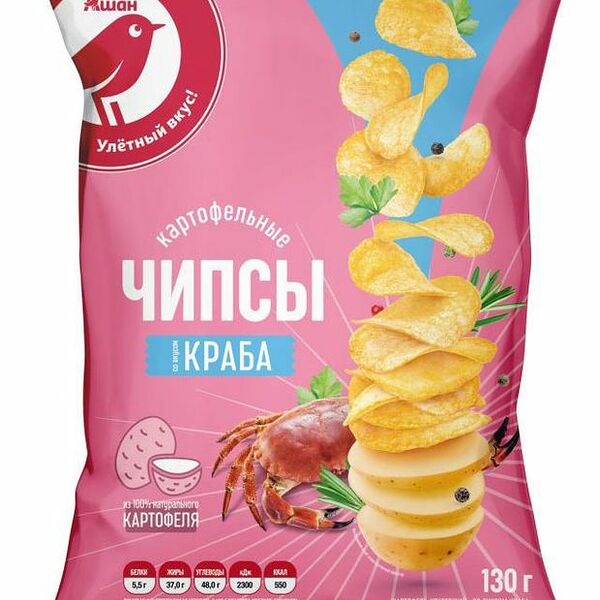 Чипсы Красная птица Ашан картофельные со вкусом краба