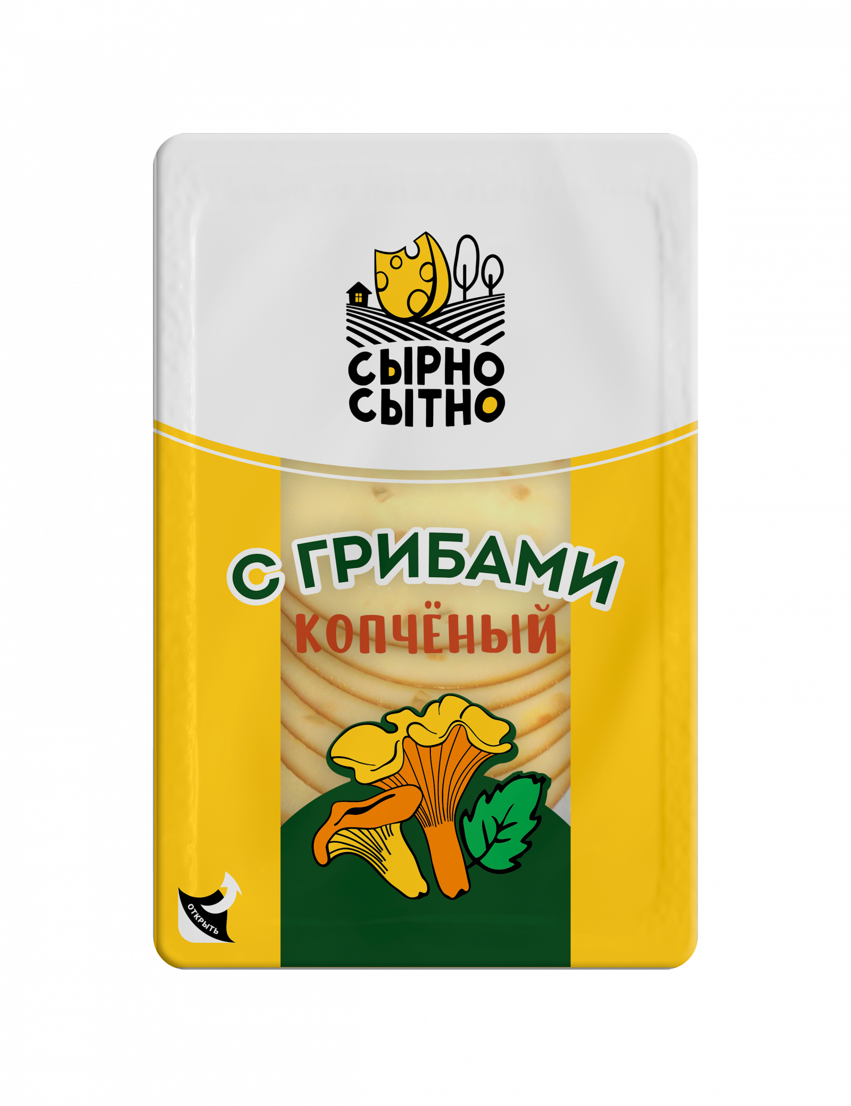 

Сырный продукт плавленый копченый Сырно Сытно с грибами нарезка, 150 г
