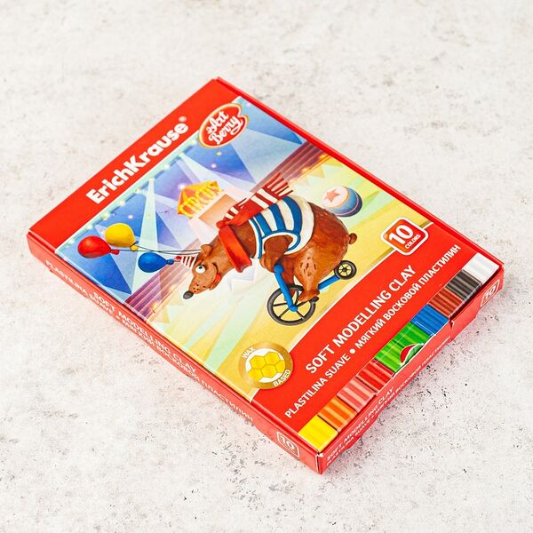 Пластилин восковой ErichKrause мягкий 10 цветов (со стеком)