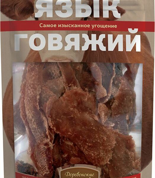 Язык Деревенские лакомства говяжий для собак 50г