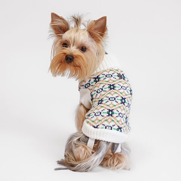 Свитер белый с узорами S