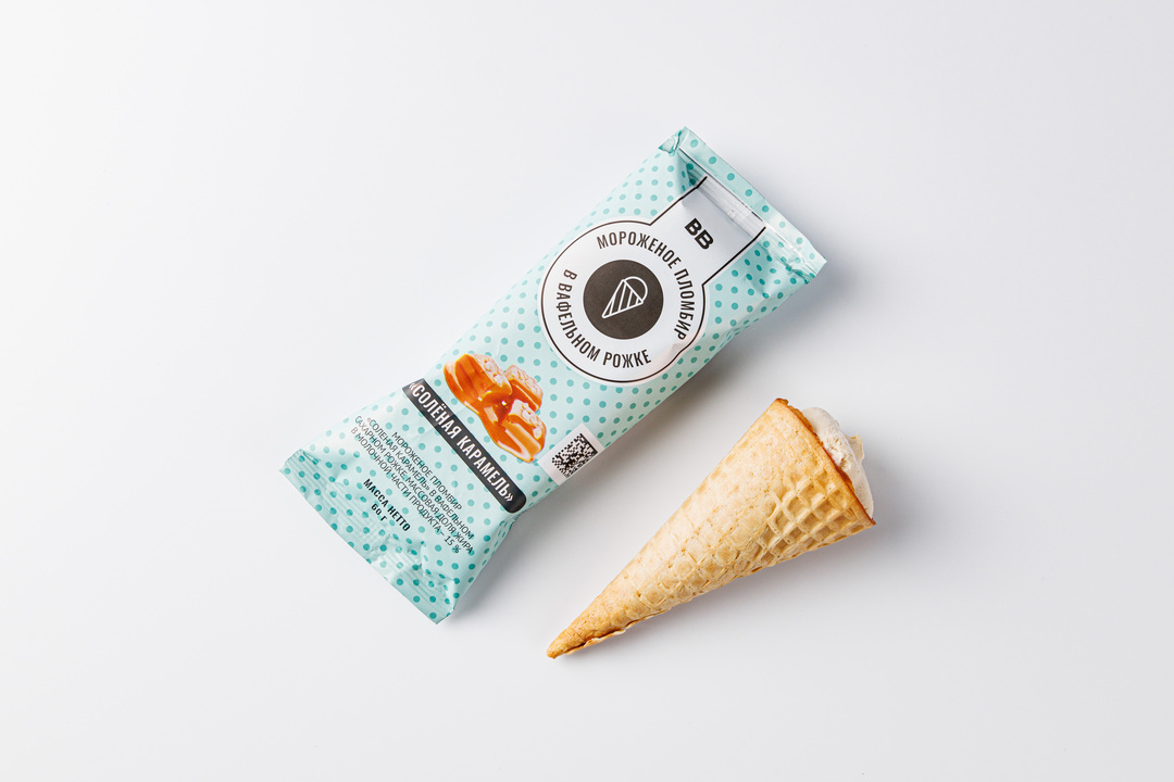 

Пломбир ВкусВилл соленая карамель в вафельном рожке