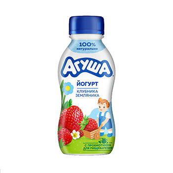 Йогурт детский Агуша питьевой, я сам, земляника-клубника 2.2% 180 г