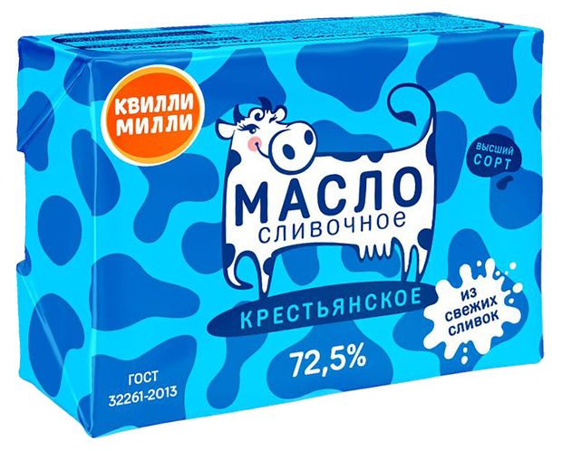 

Масло сливочное Квилли Милли Крестьянское 72.5% 380 г