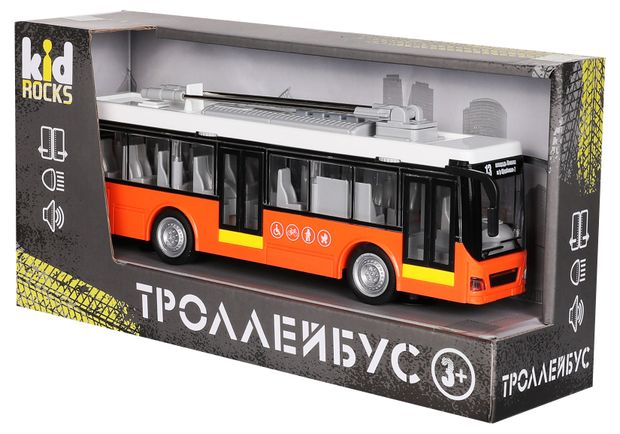 

Игрушка-троллейбус Kid Rocks со звуком и светом 1:16 цвет в ассортименте