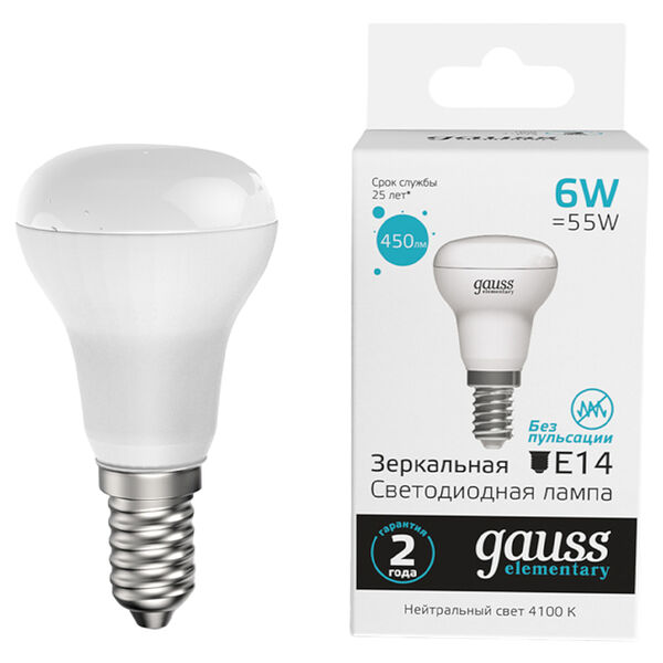 Лампа Gauss Led Elementary 6W R50 4100K Е14 450 lm