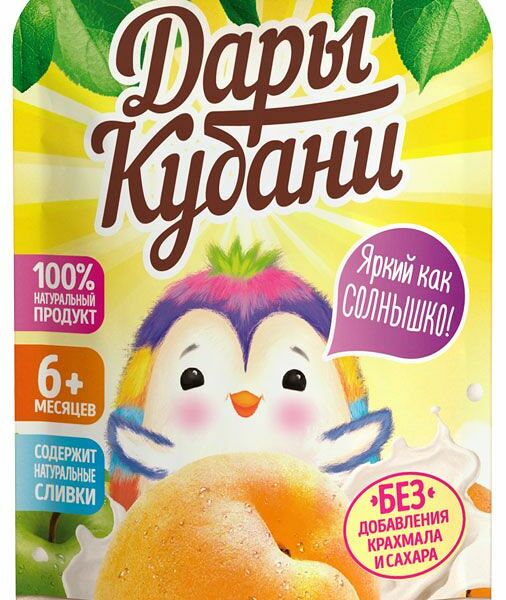 Пюре Дары Кубани яблоко-абрикос-сливки с 6 месяцев 90г