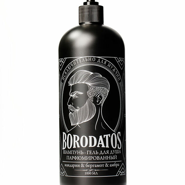 Гель для душа и шампунь Borodatos мандарин, бергамот, амбра, 1 л