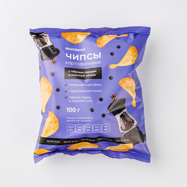 Чипсы картофельные с чёрным перцем и морской солью