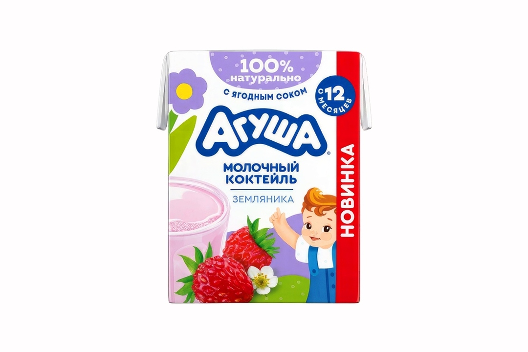 

Молочный коктейль Агуша Земляника с ягодным соком для детского питания с 12 месяцев 190 мл