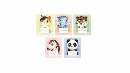 Тетрадь школьная Listoff Милые звери А5 12 листов в линейку на скрепке в ассортименте