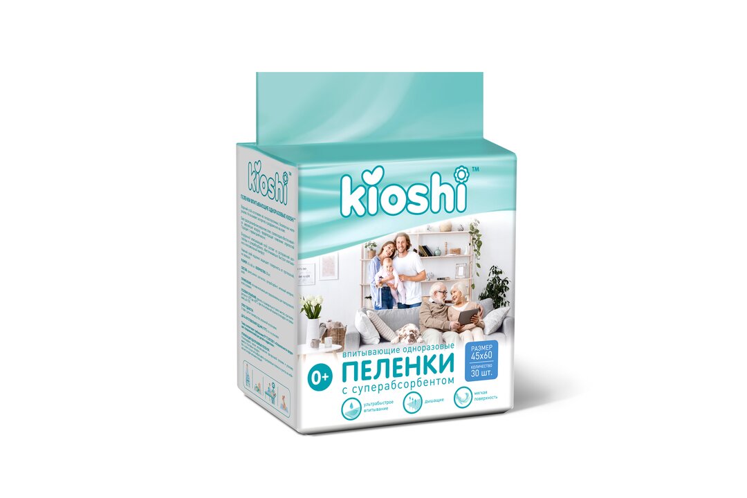 

Пеленки Kioshi Впитывающие одноразовые 45х60 см 30 шт