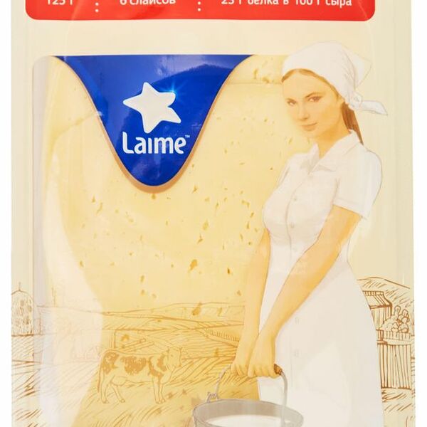 Сыр Laime Российский 50% полутвердый нарезка, 125г