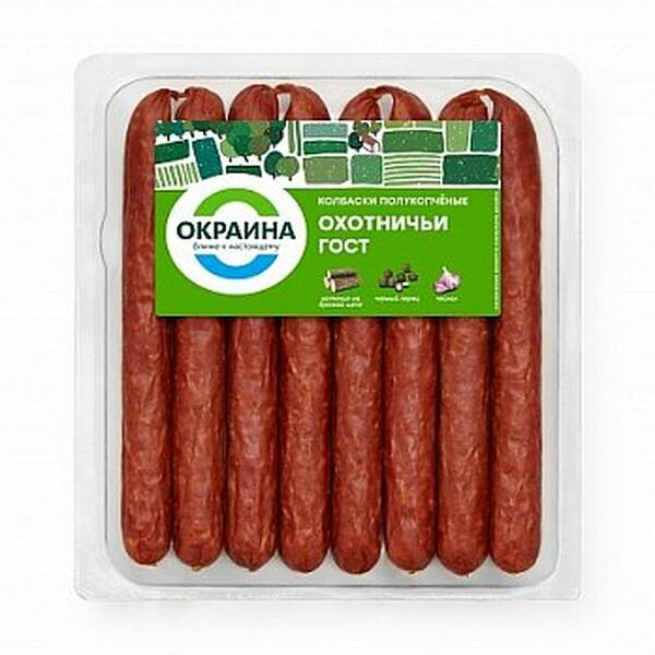 Колбаски полукопчёные Охотничьи Окраина ГОСТ