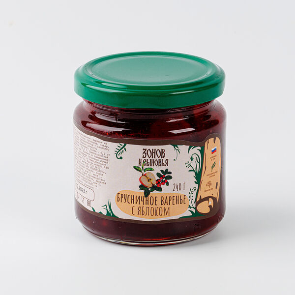 Варенье из лесной брусники и яблок, 240 г