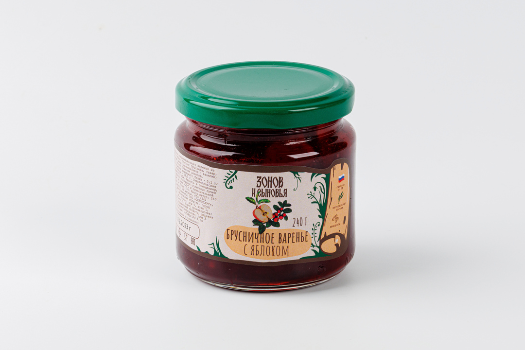 

Варенье из лесной брусники и яблок, 240 г