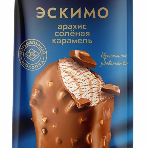 Мороженое Пестравка Эскимо пломбир с арахисом солёной карамелью в молочном шоколаде 70г