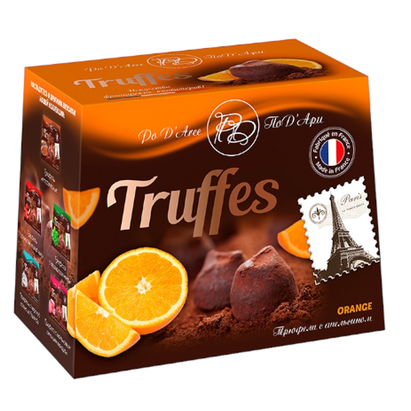 Конфеты шоколадные Под'Ари Chocolat Mathez Трюфель с засахаренной апельсиновой цедрой 