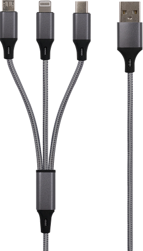 Кабель GAL CU-3121 3в1 USB A-micro USB/8 pin/Type-C 2,1A, 1м