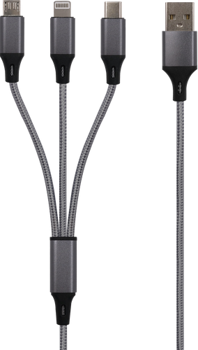 

Кабель GAL CU-3121 3в1 USB A-micro USB/8 pin/Type-C 2,1A, 1м