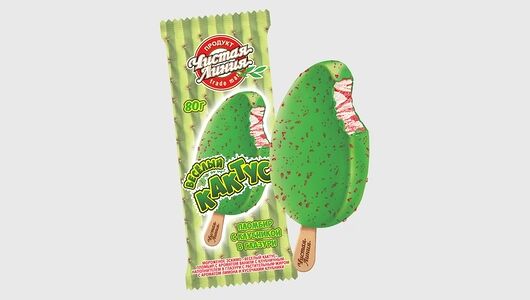 Мороженое Чистая Линия Веселый Кактус эскимо ванильный с клубничным наполнителем в глазури