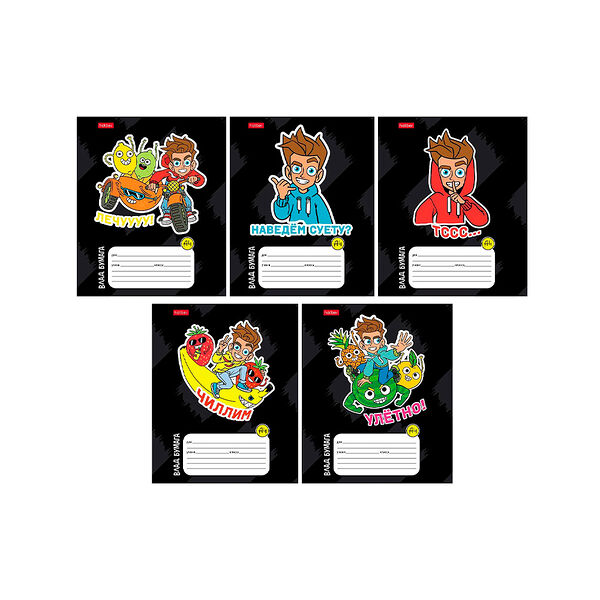 Тетрадь 12л А5ф клетка 65г/кв м на скобе 5 диз в блоке скругл углы серия Влад А4 12Т5В1