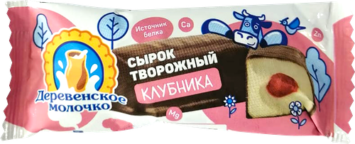 Сырок творожный ДЕРЕВЕНСКОЕ МОЛОЧКО с клубникой 12% без змж 40 г