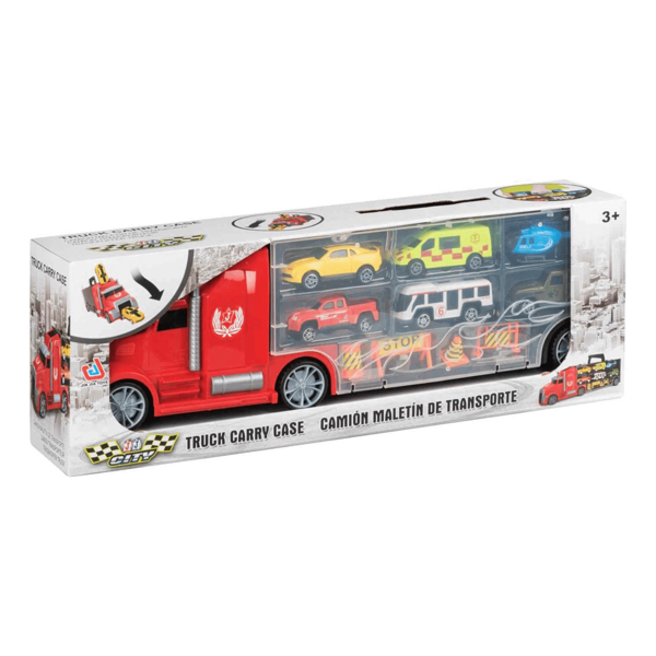 Игровой набор Грузовик с машинами, вертолётом и дорожными знаками Jin Jia Toys 3+, 11 предметов