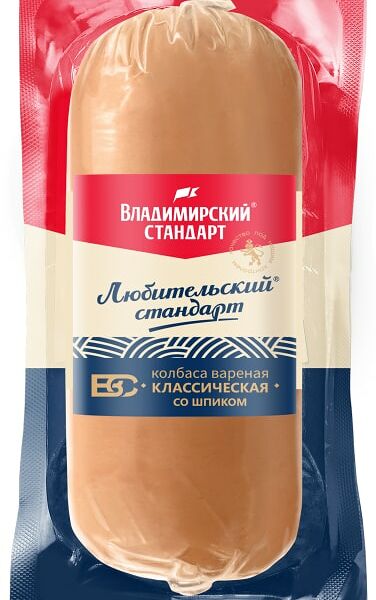Колбаса Владимирский Стандарт Классическая со шпиком вареная 500г