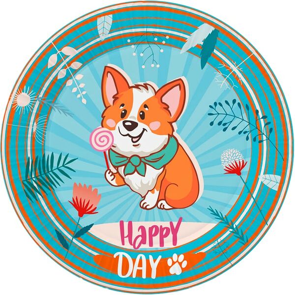 Набор бумажных тарелок ND Play Корги 23см 6шт