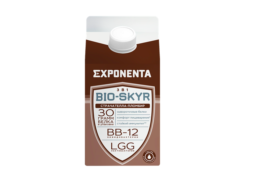 

Напиток кисломолочный Exponenta Bio-Skyr страчателла-пломбир обезжиренный с высоким содержанием белка 500 г