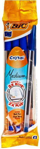 

Ручка шариковая Bic Cristal средняя линия синяя 4 шт.
